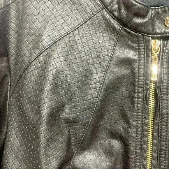 Ivanka Trump Black Moto Jacket Size 1X Gold Accent Button And Zippers - Picture 4 of 11